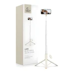 Tech-Protect L09S béžová / Selfie tyč / Stativová funkce / Bluetooth dálkové ovládání / Teleskopická 146 cm (5906302330874)