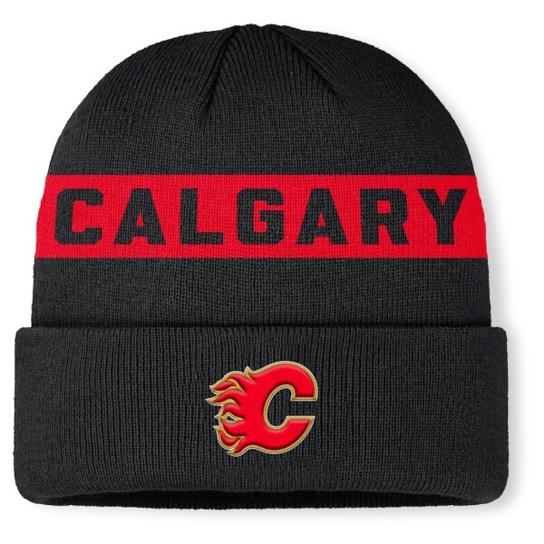 Fanatics Pánská zimní čepice Calgary Flames NHL Authentic Pro A/Cap Cuffed Beanie