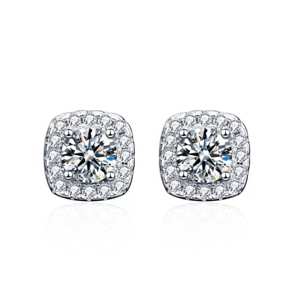 Royal Fashion stříbrné náušnice HA-XEZ003-SILVER-MOISSANITE-ZIRCON