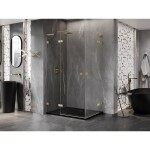 MEXEN/S - Lunar L Duo sprchový kout dveře křídlové 105 x 95, transparent, zlato kartáčovaná 834L-105L-095P-55-00
