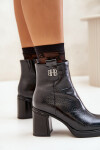 Hadí dámské botky na podpatku z přírodní kůže černé Vinceza 66670 39
