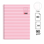 Miquelrius poznámkový blok Between the Lines NB-1, A4, 90g, karton, 80 listů, linka, Pink