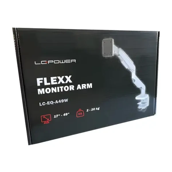 LC-Power Monitorarm bílá / Stolní držák monitoru / 17-49" / nosnost 20 kg / VESA 100x100 (LC-EQ-A49W)