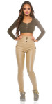 Sexy Koucla Highwaist Kožené kalhoty BEIGE L