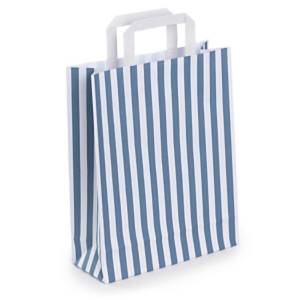 50 x Taška z kraftového papíru 260 x 330 x 100 mm s modrými pruhy