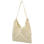 Módní dámská boho kabelka na rameno Ibolya, krémová
