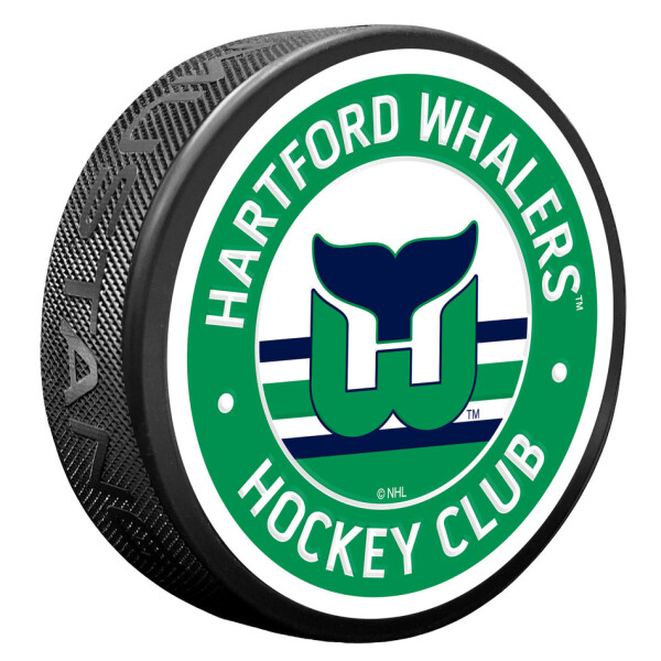 Mustang Puk Hartford Whalers NHL Green Vintage Striped Textured Puck