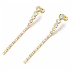 Náušnice se zirkony Juliette Gold - chirurgická ocel, Zlatá