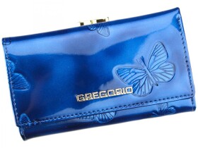 Luxusní dámská kožená lakovaná peněženka Flor , modrá