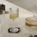 Ferm Living Sklenice na bílé víno Ripple Clear – set 2 ks, čirá barva, sklo, 260 ml