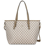 Trendy dámská koženková kabelka na rameno Elina, tmavě béžová