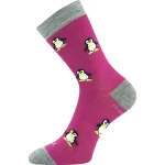 VOXX Ponožky dětské slabé z merino PENGUINIK s ionty stříbra FUXIA 20-24 126518