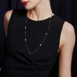 Dlouhý náhrdelník se sladkovodními perlami a tygřím okem, Hnědá Bílá 82 cm