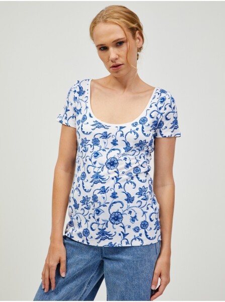 Modro-bílé vzorované tričko ORSAY - Dámské