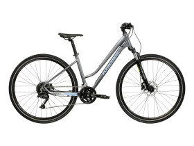 KROSS EVADO 5.0 LADY, rám 17" (M), model 2026, pneu 28", barva šedá/modrá - ZDARMA dopravné, seřízení, odborná montáž a sada světel! (Záruka nejlepší ceny. Nalezli jste někde lepší cenu? Napište nám a zkusíme ji trumfnout! )