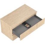 MEXEN/S - Rivel koupelnová skříňka pod umyvadlo 90 cm s deskou, 2 zásuvky, reliéf , dub 91A20-09047-2-BFFC81