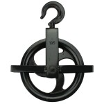 Kladka stavební litinová, 195mm, s hákem a vodicí lištou