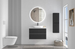 CERANO - Koupelnová skříňka Velora - černá matná, úchytka chromová + deska z lit. mramoru Elanys - 12 mm - bílá matná - 60x54,2x46,5 CER-679435