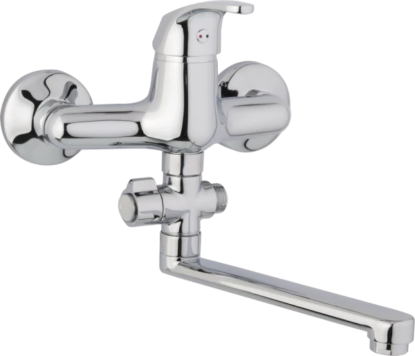 JB Sanitary Nástěnná umyvadlová a sprchová baterie SLIM, rozteč 150 mm, otočný přepínač, bez příslušenství, ramínko 200 mm A10 37 00