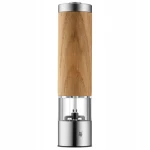 WMF Ceramill elektrický mlýnek na koření dřevěná / regulace jemnosti mletí / akrylové sklo / Výška: 21.5 cm / 6x AAA (06.6737.4500)