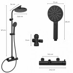 Erga Dubaj, sprchový set s baterií a hlavovou sprchou 23 cm, černá matná, ERG-YKA-BP.DUBAJ23-BLK