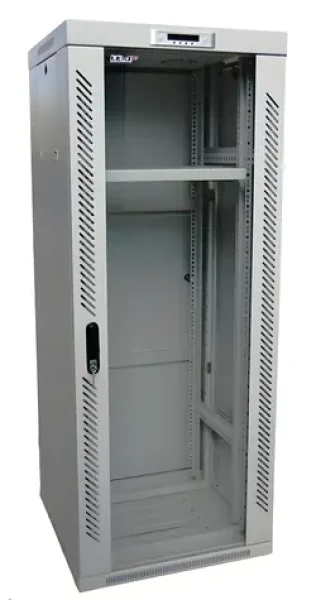 LEXI-Net 19" rozvaděč šedý / Stojanový rozvaděč / 27U / 600 x 600 mm / rozebíratelný / skleněné dveře (LS27U-60/60)