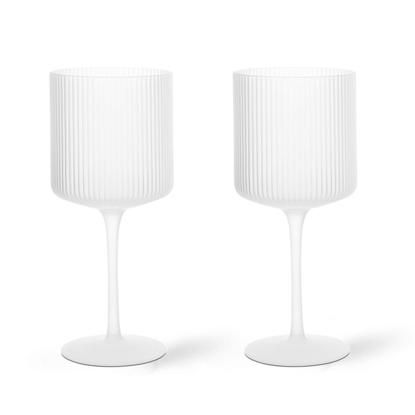 Ferm Living Sklenice na červené víno Ripple Frosted – set 2 ks, čirá barva, sklo, 325 ml