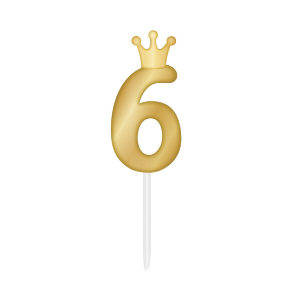 SVÍČKA zlatá s korunkou ČÍSLO 6 - Albi