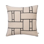Ferm Living Povlak na polštář Lattice Offset Off-white/Black 50 × 50 cm, krémová barva, textil