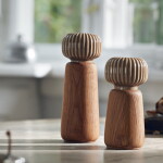 KÄHLER Mlýnek s keramickým strojkem Hammershøi Brown 18 cm, hnědá barva, dřevo, porcelán, keramika