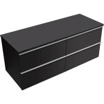 CERANO - Koupelnová skříňka Velora - černá matná, úchytka chrom + deska pod umyvadlo Navira Slim - 18 mm - 120x54,8x46,5 CER-664774
