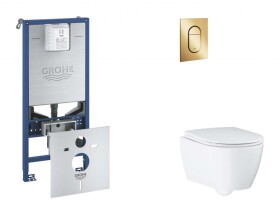 GROHE - Rapid SLX Set předstěnové instalace, klozetu, sedátka SoftClose a tlačítka Arena Cosmopolitan S, Cool Sunrise SANI11BB4120