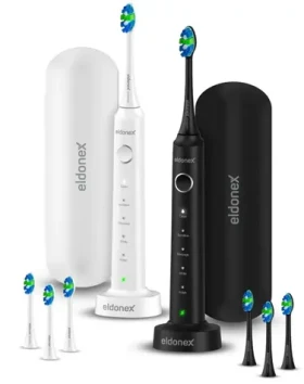 ELDONEX SonicPro DuoPack černá bílá / Elektrický zubní kartáček / 40.000 kmitů / 5 režimů / 8 hlavic (ETB-1010-BW)