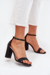 Lesklé dámské sandály na podpatku černé Kavina 41