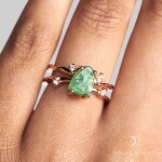 Royal Fashion prsten 18k zlato Vermeil SKA-R002-ROSEGOLD-GREENAPATITE Velikost: 8 (EU: 57-58)