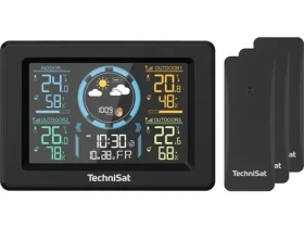 TechniSat iMETEO 700 černá / Meteorologická stanice / LCD displej / teplota / vlhkost / 3x bezdrátový senzor (MET02M)