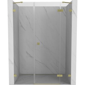 MEXEN/S - Lunar sprchové dveře křídlové pravé 150, transparent, zlatá kartáčovaná 834S-150-050-55-00-P