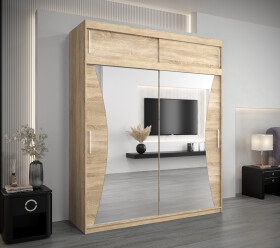 Šatní skříň Abi Mo s nástavcem Barva korpusu: Dub Sonoma, Rozměry: 200 cm, Dveře: Dub sonoma