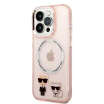 Pouzdro Karl Lagerfeld MagSafe Kompatibilní Karl and Choupette iPhone 14 Pro Max růžové