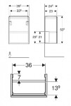 GEBERIT - Acanto Umyvadlová skříňka, 54x39x25 cm, 1 dvířka, panty L/P, sklo/bílá 503.001.01.2