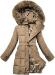Hnědá dámská zimní bunda s ozdobnými páskami (23MY-208) odstíny hnědé L (40)