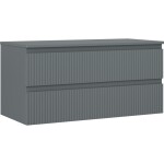 MEXEN/S - Rivel koupelnová skříňka pod umyvadlo 100 cm s deskou, 2 zásuvky, reliéf , grafit mat 91A20-10047-2-BFFC66
