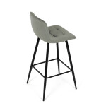 Židle barová, zelená látka, čtyřnohá kovová podnož, černý mat