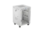 Lanberg Rack 15U/600x600 šedá / Stojanový rozvaděč / 19" / Flat pack / Skleněné dveře / LCD panel / Nosnost 1200 kg (FF01-6615-12SL)