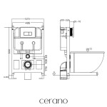 CERANO - Kompletní WC set Basic/Cesso - bílá matná - WC tlačítko Dualo/Černá - závěsné - nízký modul - předstěnová instalace - 49x36 CER-8050BD86249