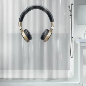 Spirella HEADPHONE sprchový závěs motiv sluchátka čirý / 180 x 200 cm / PEVA