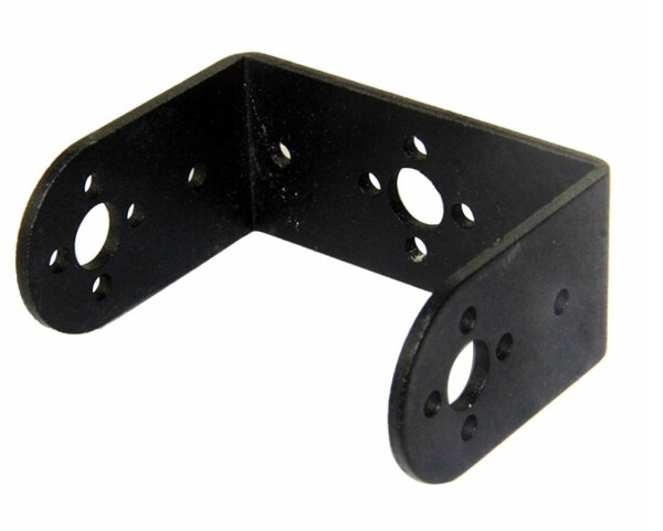 Hliníkový držák servomotoru U – krátký rovný, černý, 56x44mm (pro MG995/MG996)