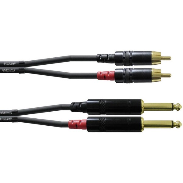 Cordial CFU3PC audio kabelový adaptér [2x jack zástrčka 6,3 mm - 2x cinch zástrčka] 3.00 m černá