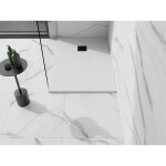 MEXEN/S - Stone+ obdélníková sprchová vanička 130 x 90, bílá, mřížka černá 44109013-B