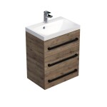Koupelnová skříňka s černou úchytkou a umyvadlem SAT Cube Way 60x76,540 cm dub Wellington mat CUBE2C603DW CUBE2C603DW